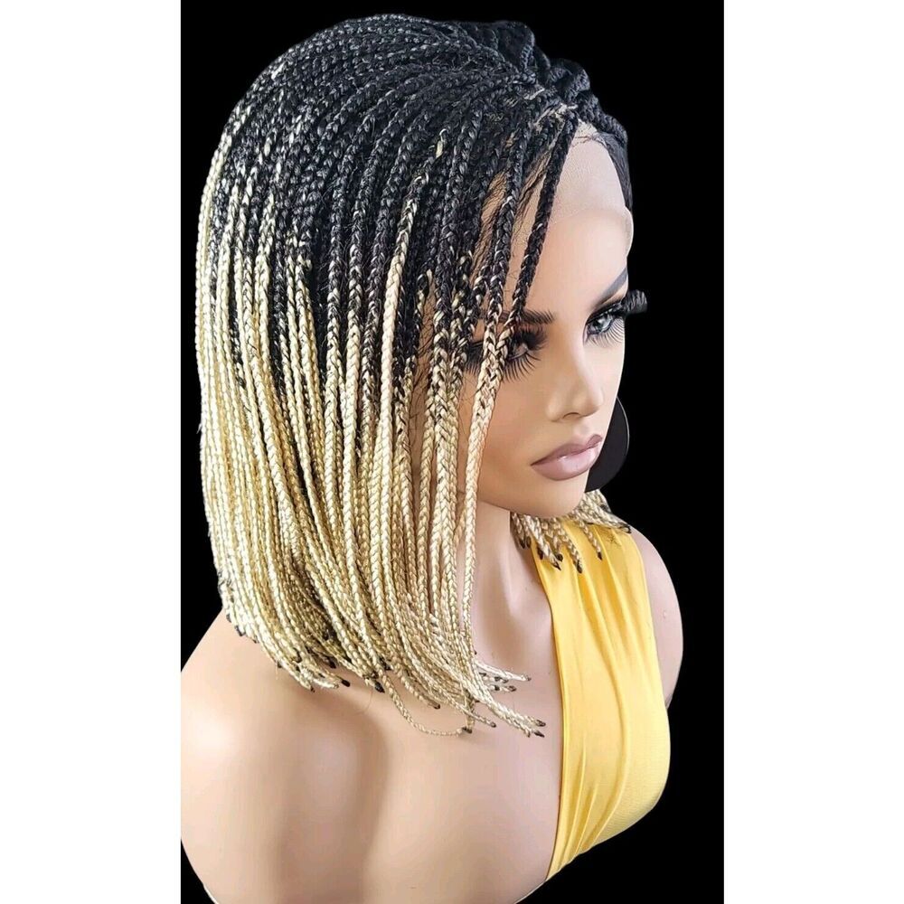 Handmade Braided Lace Wigs, Bob cut, ombre Micro millions braids. Short NWT